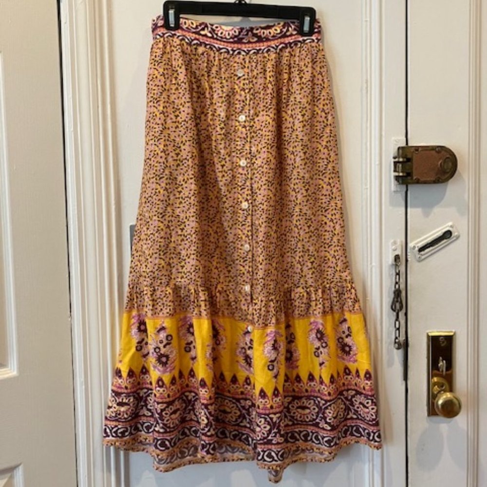 Xirena Yellow Pattern Skirt S